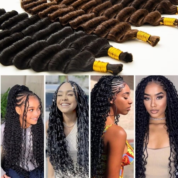 KRN Deep Wave Human Braiding Hair 20" Extensions Color #4 Medium Brown 100g New - Picture 11 of 11